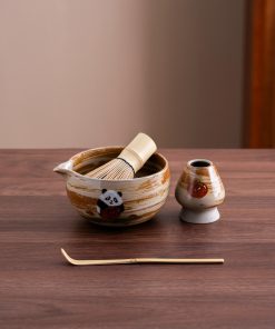 Panda Hand-painted Ceramic Matcha Bowl Set, 450ml Starter Kit