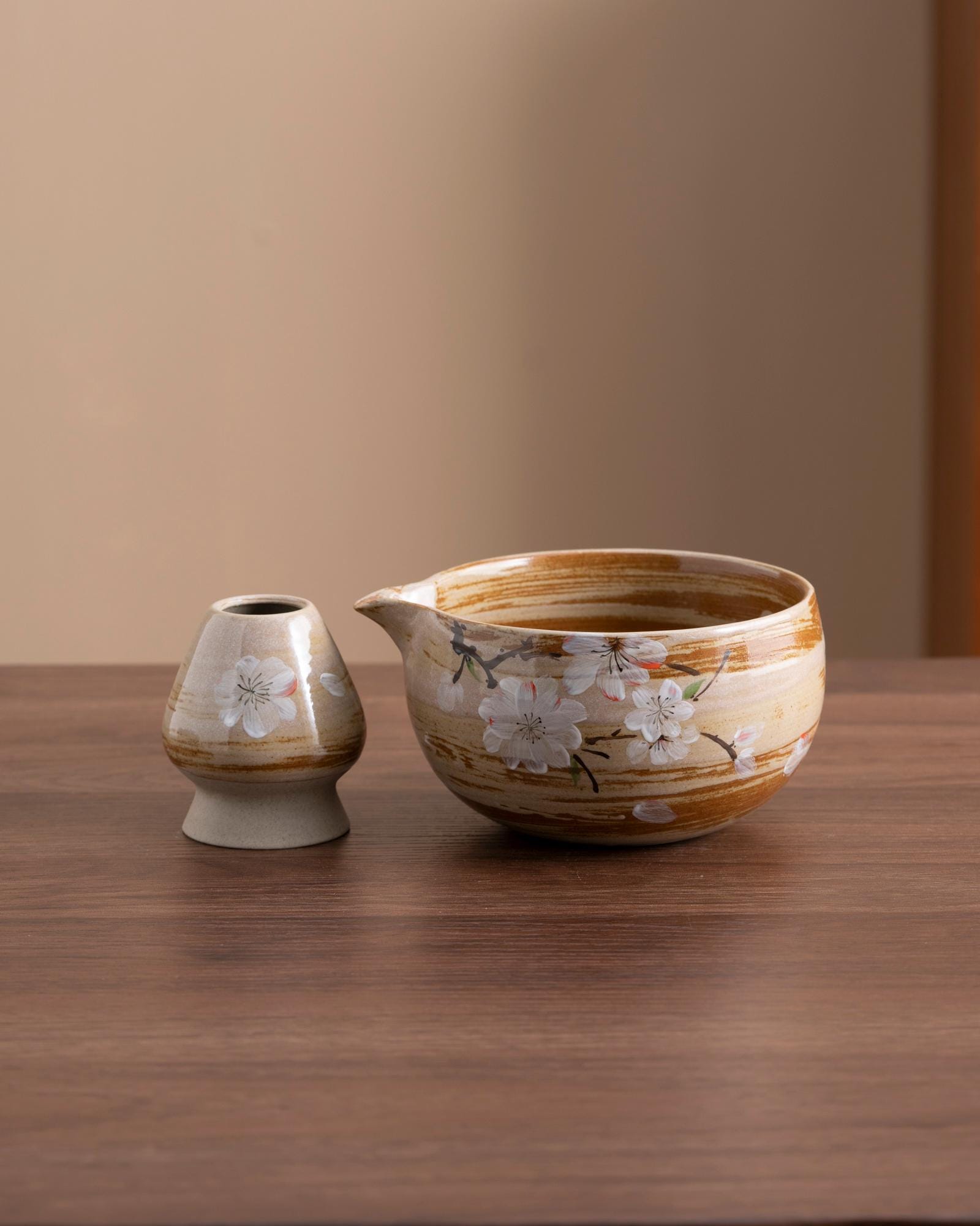 peach-blossom-hand-painted-ceramic-matcha-bowl-set-with-bamboo-whisk-and-holder-450ml-starter-kit-02 Peach Blossom Hand-painted Ceramic Matcha Bowl Set with Bamboo Whisk & Holder, 450ml Starter Kit