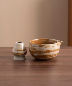 Peach Blossom Hand-painted Ceramic Matcha Bowl Set with Bamboo Whisk & Holder, 450ml Starter Kit