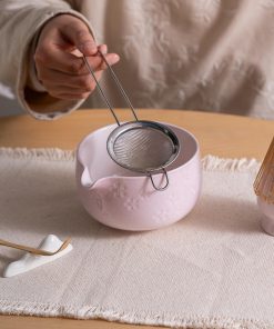 Pink Ceramic Matcha Bowl Set with Bamboo Whisk, 450ml Starter Kit