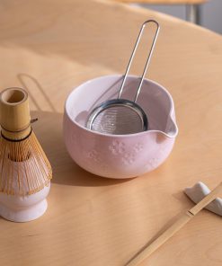 Pink Ceramic Matcha Bowl Set with Bamboo Whisk, 450ml Starter Kit