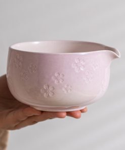 Pink Ceramic Matcha Bowl Set with Bamboo Whisk, 450ml Starter Kit