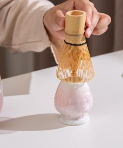 Pink Crystal Glaze Ceramic Matcha Bowl Set with Bamboo Whisk, 700ml Starter Kit