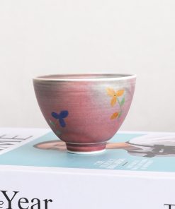 Pink Flower Hand-painted Ceramic Matcha Tea Cup 140ml for Tea Ceremony