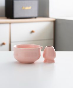 Pink Rabbit Hand-painted Ceramic Matcha Bowl Set with Bamboo Whisk & Holder, 450ml Starter Kit