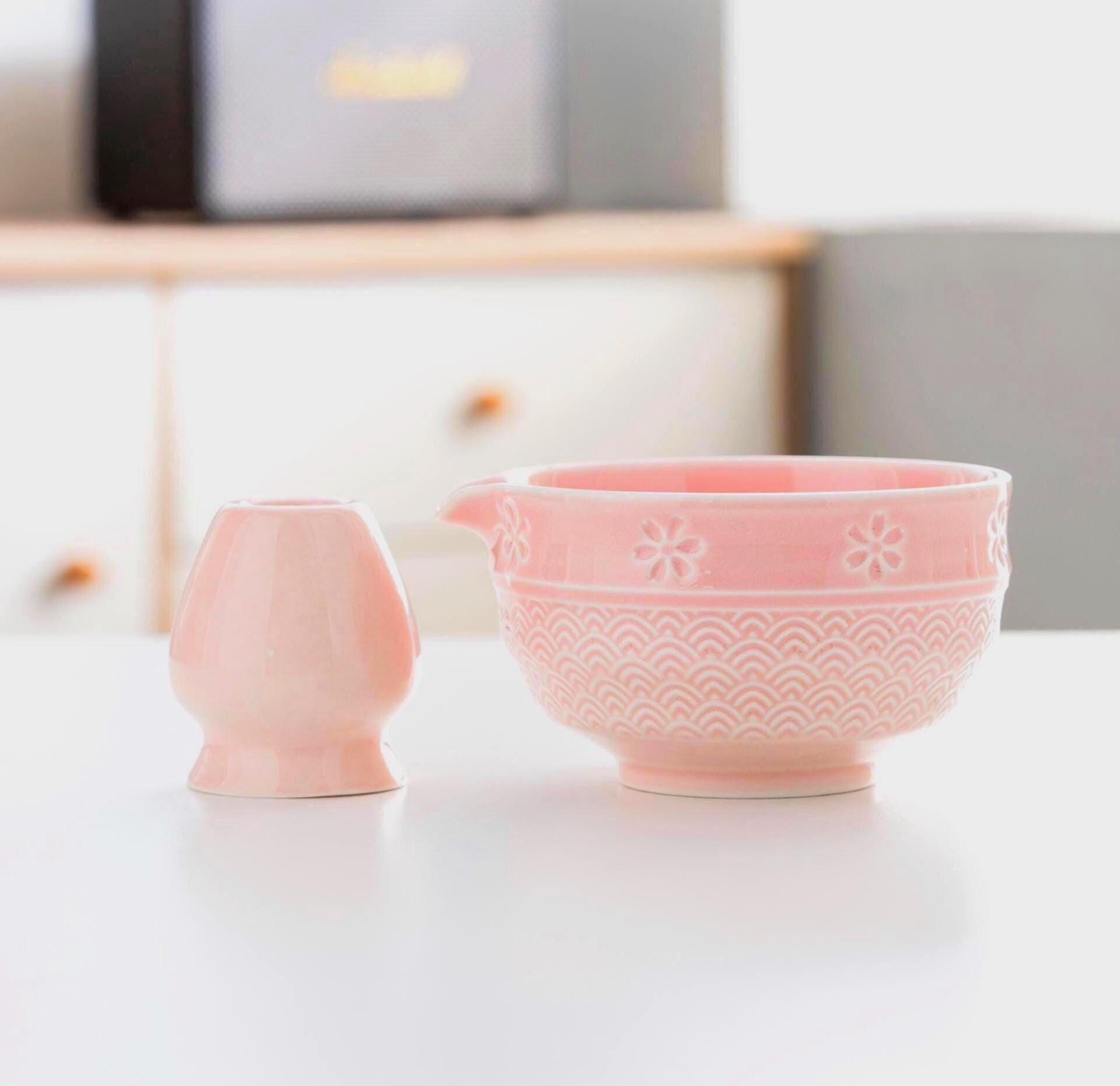 pink-sakura-ceramic-matcha-bowl-set-with-bamboo-whisk-and-holder-420ml-starter-kit-03 Pink Sakura Ceramic Matcha Bowl Set with Bamboo Whisk & Holder, 420ml Starter Kit