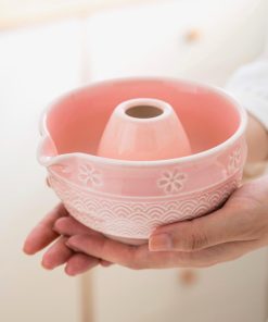 Pink Sakura Ceramic Matcha Bowl Set with Bamboo Whisk & Holder, 420ml Starter Kit