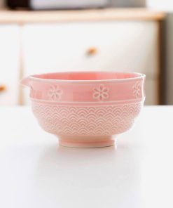 Pink Sakura Ceramic Matcha Bowl Set with Bamboo Whisk & Holder, 420ml Starter Kit