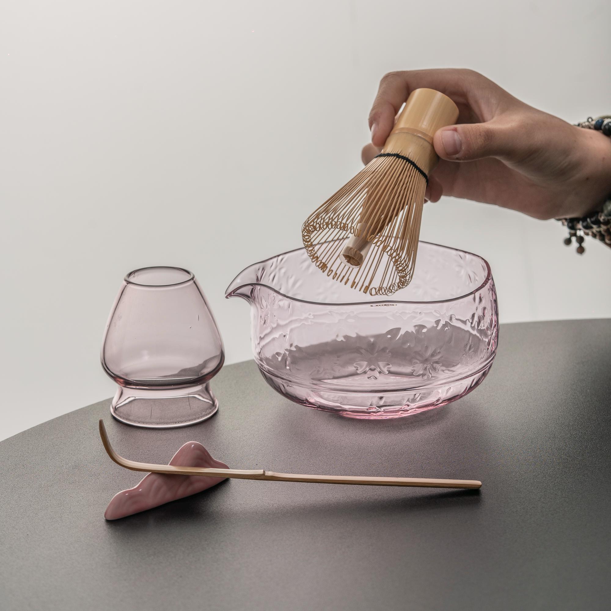 pink-sakura-glass-matcha-bowl-set-with-bamboo-whisk-600ml-starter-kit-03 Pink Sakura Glass Matcha Bowl Set with Bamboo Whisk, 600ml Starter Kit
