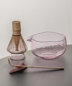 Pink Sakura Glass Matcha Bowl Set with Bamboo Whisk, 600ml Starter Kit