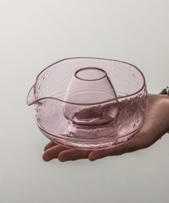 Pink Sakura Glass Matcha Bowl Set with Bamboo Whisk, 600ml Starter Kit