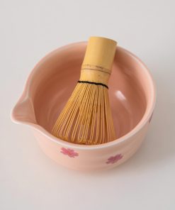 Pink Sakura Hand-painted Ceramic Matcha Bowl Set with Bamboo Whisk & Holder, 450ml Starter Kit
