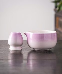 Purple Ceramic Matcha Bowl Set with Bamboo Whisk & Holder, 450ml Chawan Kit