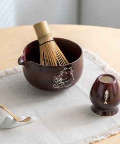 Red Cat Fish Ceramic Matcha Bowl Set, 450ml Starter Kit