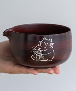 Red Cat Fish Ceramic Matcha Bowl Set, 450ml Starter Kit