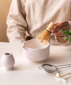 Sakura Ceramic Matcha Bowl Set with Bamboo Whisk, 500ml Starter Kit