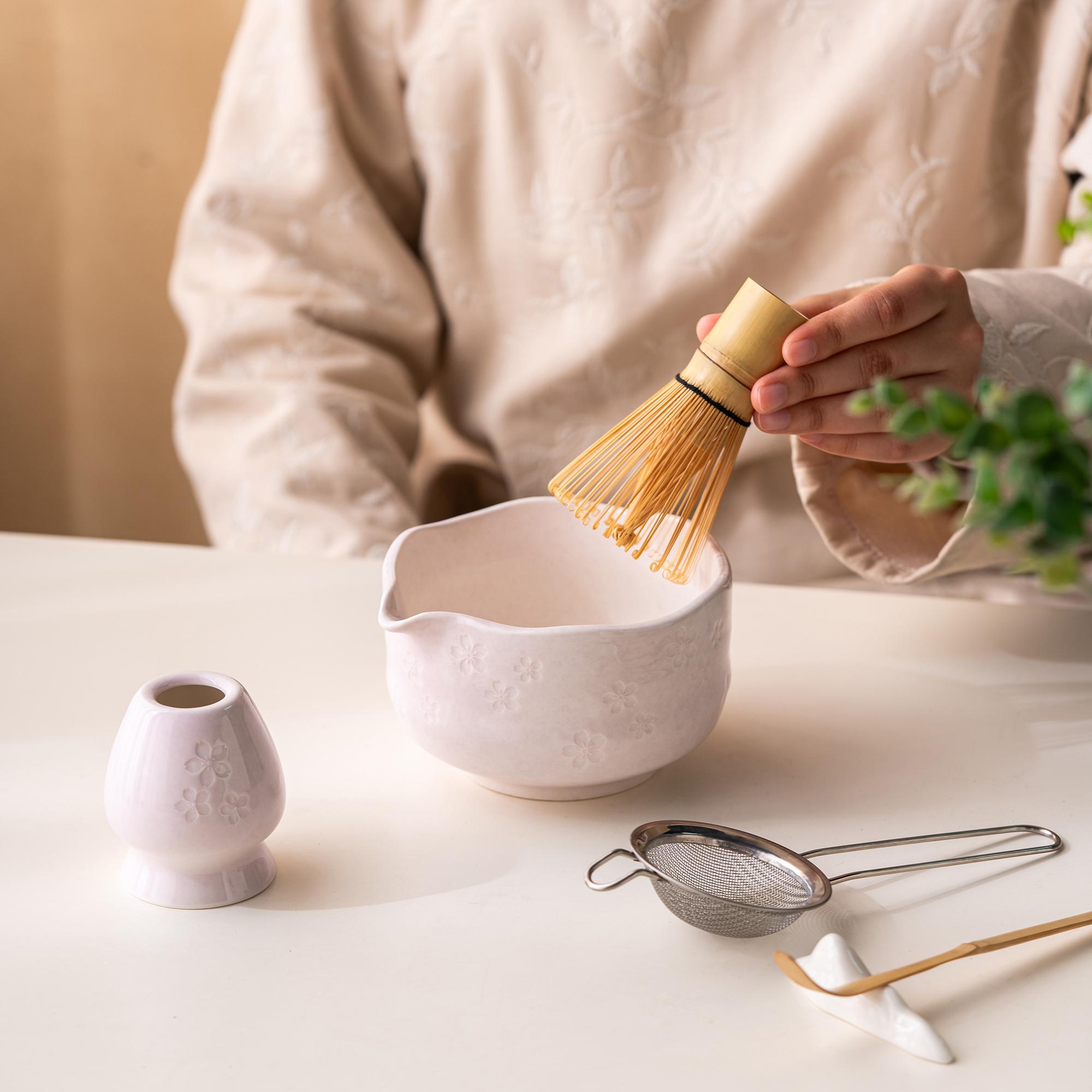 sakura-ceramic-matcha-bowl-set-with-bamboo-whisk-500ml-starter-kit-03 Sakura Ceramic Matcha Bowl Set with Bamboo Whisk, 500ml Starter Kit