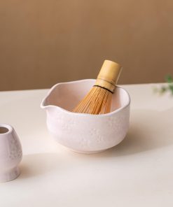 Sakura Ceramic Matcha Bowl Set with Bamboo Whisk, 500ml Starter Kit