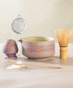 Sakura Hand-painted Ceramic Matcha Bowl Set, 500ml Starter Kit