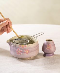 Sakura Hand-painted Ceramic Matcha Bowl Set, 500ml Starter Kit