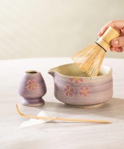 Sakura Hand-painted Ceramic Matcha Bowl Set, 500ml Starter Kit