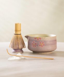Sakura Hand-painted Ceramic Matcha Bowl Set, 500ml Starter Kit