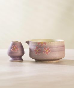 Sakura Hand-painted Ceramic Matcha Bowl Set, 500ml Starter Kit