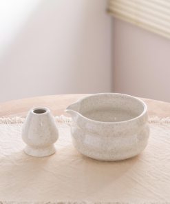 Speckled Ceramic Matcha Bowl Set with Bamboo Whisk, 500ml Chawan Kit
