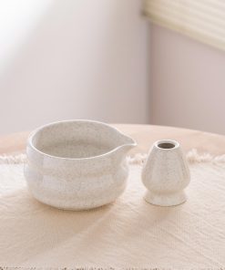 Speckled Ceramic Matcha Bowl Set with Bamboo Whisk, 500ml Chawan Kit