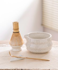 Speckled Ceramic Matcha Bowl Set with Bamboo Whisk, 500ml Chawan Kit