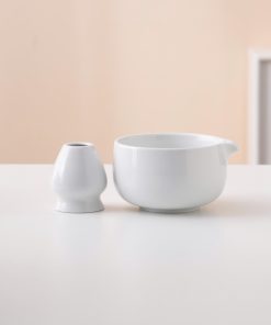 White Cat Hand-painted Ceramic Matcha Bowl Set with Bamboo Whisk & Holder, 450ml Starter Kit