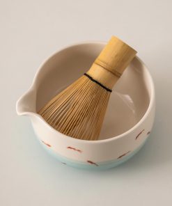 White Fish Hand-painted Ceramic Matcha Bowl Set with Spout, Bamboo Whisk & Holder, 450ml Gift Kit