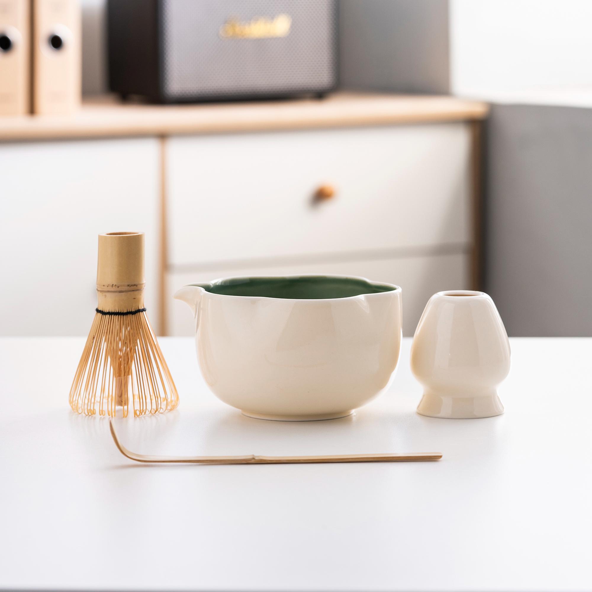 white-floral-ceramic-matcha-bowl-set-with-bamboo-whisk-and-holder-500ml-starter-kit-06 White Floral Ceramic Matcha Bowl Set with Bamboo Whisk & Holder, 500ml Starter Kit