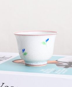 White Flower Hand-painted Ceramic Matcha Tea Cup 80ml for Tea Ceremony