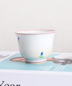 White Flower Hand-painted Ceramic Matcha Tea Cup 80ml for Tea Ceremony
