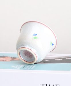 White Flower Hand-painted Ceramic Matcha Tea Cup 80ml for Tea Ceremony